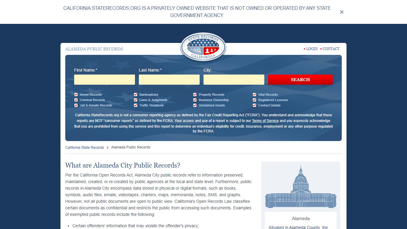 Alameda Arrest and Public Records | California.StateRecords.org